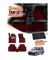 e-biz OPEL COMBO (2001-2011) Uyumlu EVA Oto Paspas Metal Topukluklu Havuzlu 5 Parça Bordo
