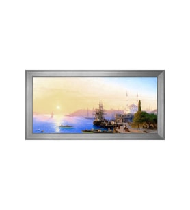 Eski İstanbul Motifli Kanvas Tablo 50 x 70 cm Silver Çerçeve