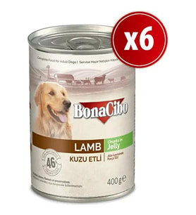 Bonacibo Jöleli Kuzu Etli Yaş Yetişkin Köpek Konserve Maması 400 gr x 6 Adet