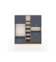 Arges Gardrop 18 Raflı 8 Kapaklı Tek Askılı 220x30x243 Çam-Antrasit