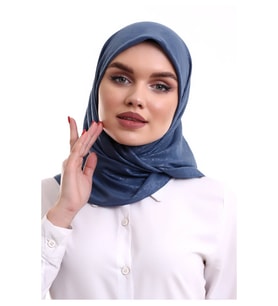 Kofra Desenli Baş Örtü - Mavi (Karışık)