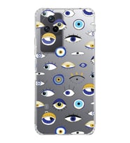 PrintiFy Xiaomi Poco F4 ile Uyumlu 1mm Slim Fit Nazar Boncuğu 2 Baskılı Şeffaf  Kılıf