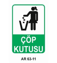 ÇÖP KUTUSU KADIN FİGÜRLÜ İŞ GÜVENLİĞİ UYARI LEVHASI 1 ADET PVC 21 X 29CM