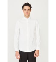 Bej İnce Çizgili Uzun Kollu Gömlek Slim Fit