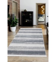 Dijidekor Halı Gri 9026 Cool Yıkanabilir Saçaklı Kesme İnce Yolluk Kilim Salon Halısı Modelleri