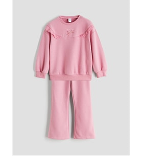 LCW Kids Pembe Dantel Detaylı Kız Çocuk Sweatshirt Ve Eşofman Altı