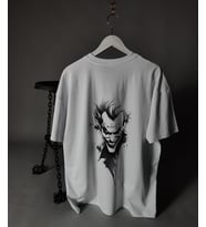 Joker Baskılı Unisex Oversize Tişört (Beyaz)