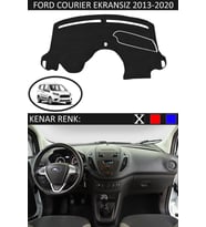 Ford Courier Ekransız 2013-2020 İçin Uygun Torpido Koruma Halısı Siyah Kenar Renk Siyah