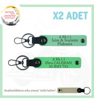 Motosiklet Aşıklarına Özel, İsim Plaka ve A Rh (-) Kan Grubu Yazılı x2 Anahtarlık, Yeşil-F Yeşil-SK