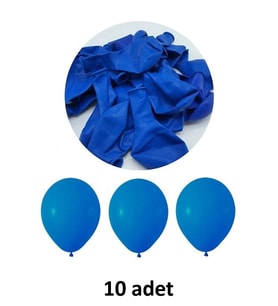Mavi Balon 12" - 30 cm Lateks Mavi Renk Balon 10'lu Paket