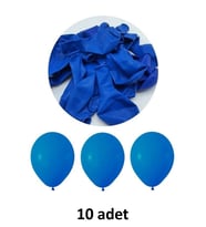 Mavi Balon 12" - 30 cm Lateks Mavi Renk Balon 10'lu Paket