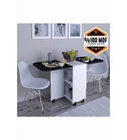 Açılır Kapanır Yemek Masası MDF (Beyaz-Siyah)