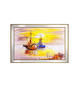 Manzara Temalı Kanvas Tablo 80 x 110 cm Aynalı Gold Çerçeve