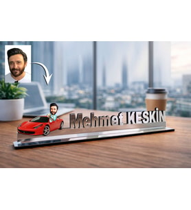 Kişiye Özel İvedik Karikatürlü 30 cm Ayna Pleksi Masaüstü İsimlik - Ofis Hediyesi