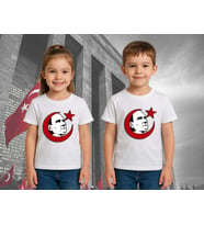 Unisex Ay Yıldızlı T-Shirt 19 Mayıs 29 Ekim 23 Nisan 10 Kasım Atatürk Çocuk Tişört (Beyaz)