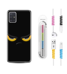 Samsung a71 A72 A73 A7 A9 2018 C7 C9 Kılıf Kablo Koruma Spiral Silikon Black Eyes 1644