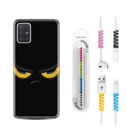 Samsung a71 A72 A73 A7 A9 2018 C7 C9 Kılıf Kablo Koruma Spiral Silikon Black Eyes 1644