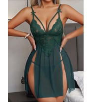 Fantezia Night Kadın Yeşil Yanları Kesik Transparan Fantezi Gecelik 2306