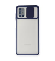 Samsung Galaxy M51 Kılıf Palm Buzlu Kamera Sürgülü Silikon - Lacivert