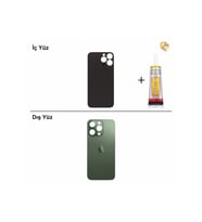 iPhone 13 Pro Max Yeşil Arka Kapak Arka Cam Batarya Kapağı Lazer Kesim Kapak Pil Kapağı + B-7000 Yapıştırıcı