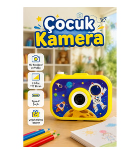 Çocuk Dijital Kamera 2.0 İnç TFT Ekran HD Fotoğraf Video Kayıt Type-C Şarjlı Mini Tripodlu