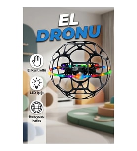 Futbol Topu Tasarımlı El Kontrollü Drone – LED Işıklı Koruyucu Kafes