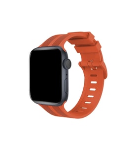 Apple Watch 42mm KR408 Çizgili Silikon Kordon - Turuncu