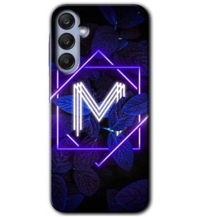 Galaxy A25 Kılıf HD Desen Baskılı Kılıf - Dark Neon Yaprak M Harfi