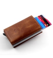 Ancora Leather Hakiki Deri Crazy Mekanizmalı Cüzdan Taba