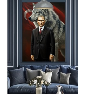 Kurt Ve Mustafa Kemal Atatürk Dekoratif Kanvas - Mdf Ahşap Tablo