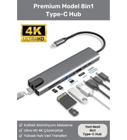 8 Girişli Macbook Pro Air Usb Type-c Hub Dönüştürücü Çevirici Çoklayıcı Usb Hdmi Micro SD 8in1