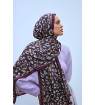 Silk Home Eco Viscose Leopar Desen  Şal 6001 (Mürdüm)