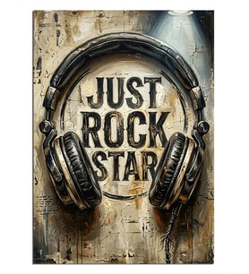 Just Rock Star Kulaklık Poster Dekoratif Kanvas - Mdf Ahşap Tablo