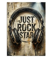 Just Rock Star Kulaklık Poster Dekoratif Kanvas - Mdf Ahşap Tablo