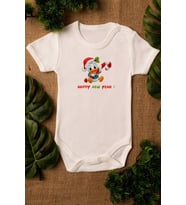 Happy New Year Yılbaşı Baby Daffy Duck Organik %100 Pamuklu Zıbın