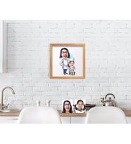 BK Home Anne Kız Chef Karikatürlü El Yapımı Ahşap Çerçeveli Tablo-1