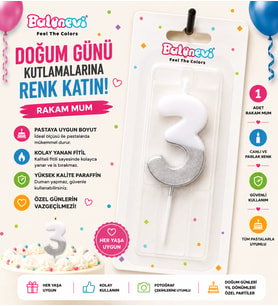 1 Yaş Doğum Günü Pasta Mumu Beyaz Gümüş