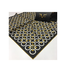 Geometrik Desen Black Seri Twill Eşarp Eşarp Askısı ile Birlikte 90x90 cm Sarı-9