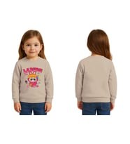 Unisex Labubu Baskılı Çocuk Swaetshirt 3 İplik Şardonlu (Taş)