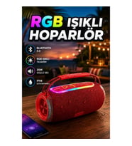 RGB Işıklı 20W Kablosuz Bluetooth Hoparlör USB SD AUX Destekli