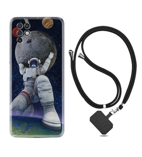 INFINIX Note 11 Pro Note 10 Hot 9 Play Kılıf Boyun Askılı Silikon Astronot ve Dünya 1759