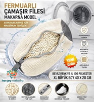 Ayakkabı Yıkama Çantası Özel Makarna Kumaş Fermuarlı Büyük Boy Mikrofiber Beyaz Renk Xl 40 X 20 Cm