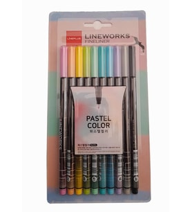 Lineworks Fineliner Pastel 10 Renk Kalem Seti 0.5mm 1 Paket 10 Renk Keçe Uçlu Kalem