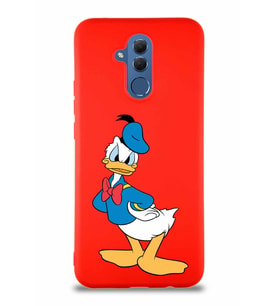 Huawei Mate 20 Lite Soft Premier Kapak Donald Duck-D Tasarımlı Silikon Kılıf - Kırmızı (Şeffaf)