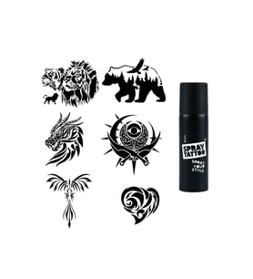 Doğa Modelleri Spray Tattoo Geçici Dövme Seti Dark Siyah Sprey