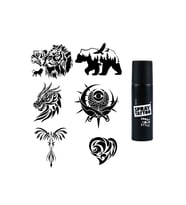 Doğa Modelleri Spray Tattoo Geçici Dövme Seti Dark Siyah Sprey