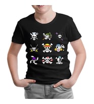 One Piece - Character Flags Siyah Çocuk Tshirt