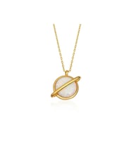 925 Ayar Gümüş Gold Opal Taşlı Gezegen Kadın Kolye