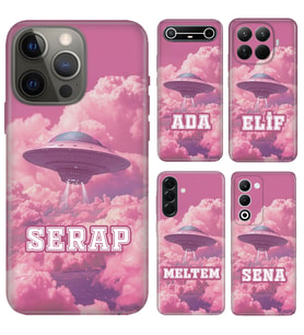 Vivo Y28 Y29 Y32 Y33S Y35 Y36 V21 V21E V30 V40 V50 V60 Lite Kılıf YeniSeri Kişiye Özel İsim Yazılı Silikon Kapak Pembe Ufo