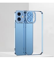 ALLY Fashion Series iPhone 12 6.1inç Kılıf Renkli Kenar Lazer Çerçeveli Silikon Kılıf (Mavi)